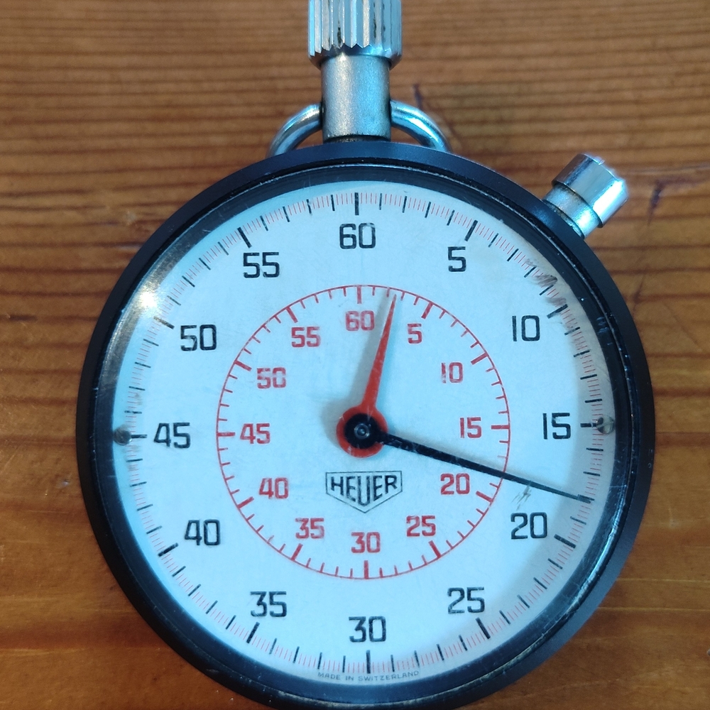 Heuer Stopwatch with Black and White Dial